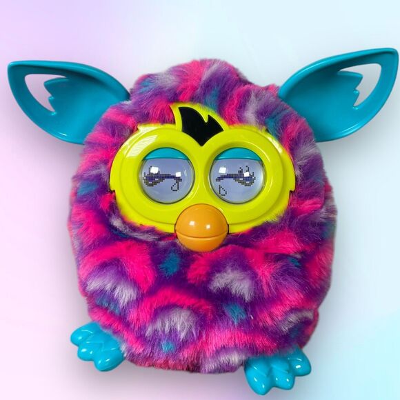 2012 Hasbro Furby Boom Purple Pink & Blue Teal Hearts Talking *Tested & Working - Picture 2 of 16